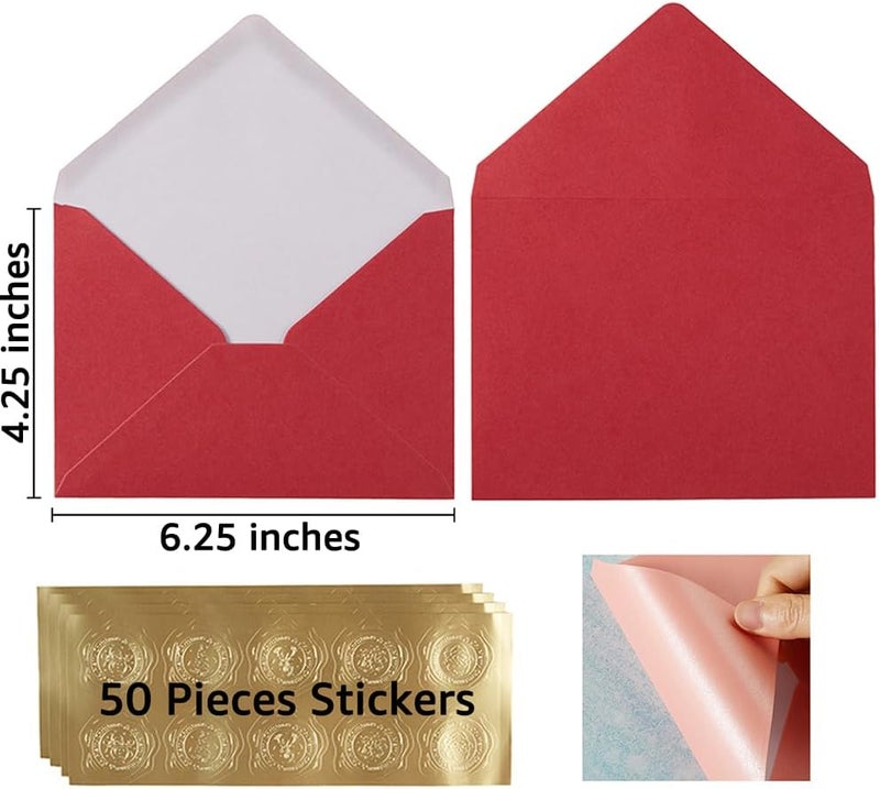 Homtable 50 Pieces A4 Shiny Envelopes 4.25x6.25 inches with Gold Stickers for Wedding Invitation Cards, Graduation, Baby Shower, Greeting Cards (Christmas Red/Green, A4, 4x6) - Image 2